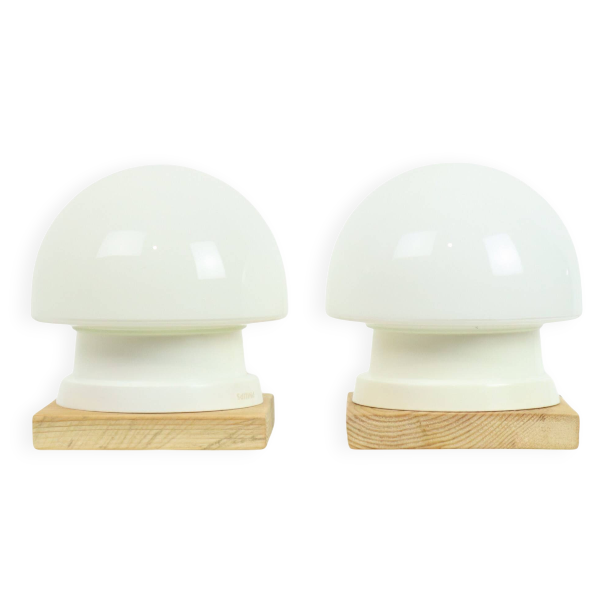 Paire de Lampes de Nuit Champignons Opaline Vintage