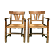 Pair german bobbin turned side chairs with rush seat