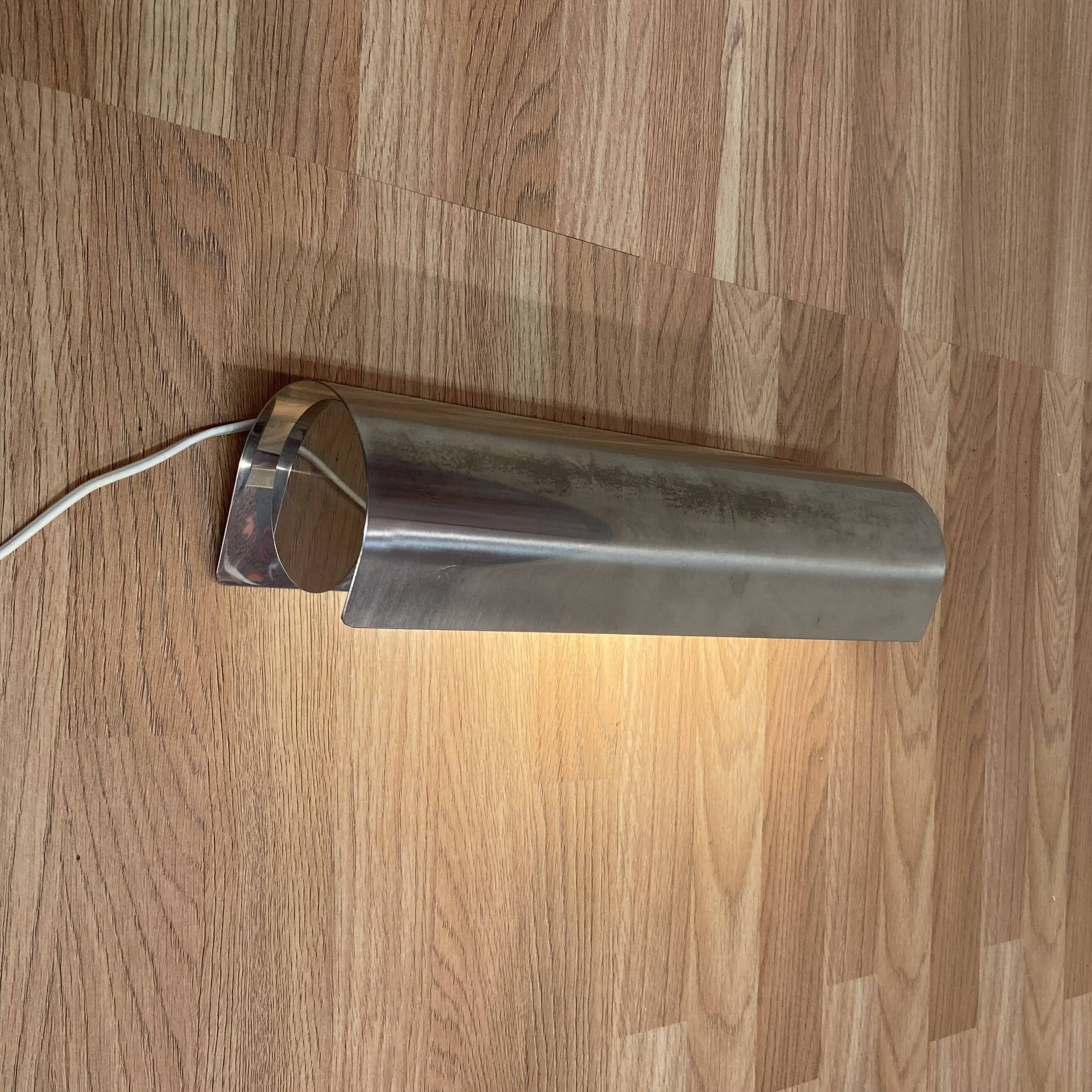 Large steel wall lamp Scandinavian design 1970.