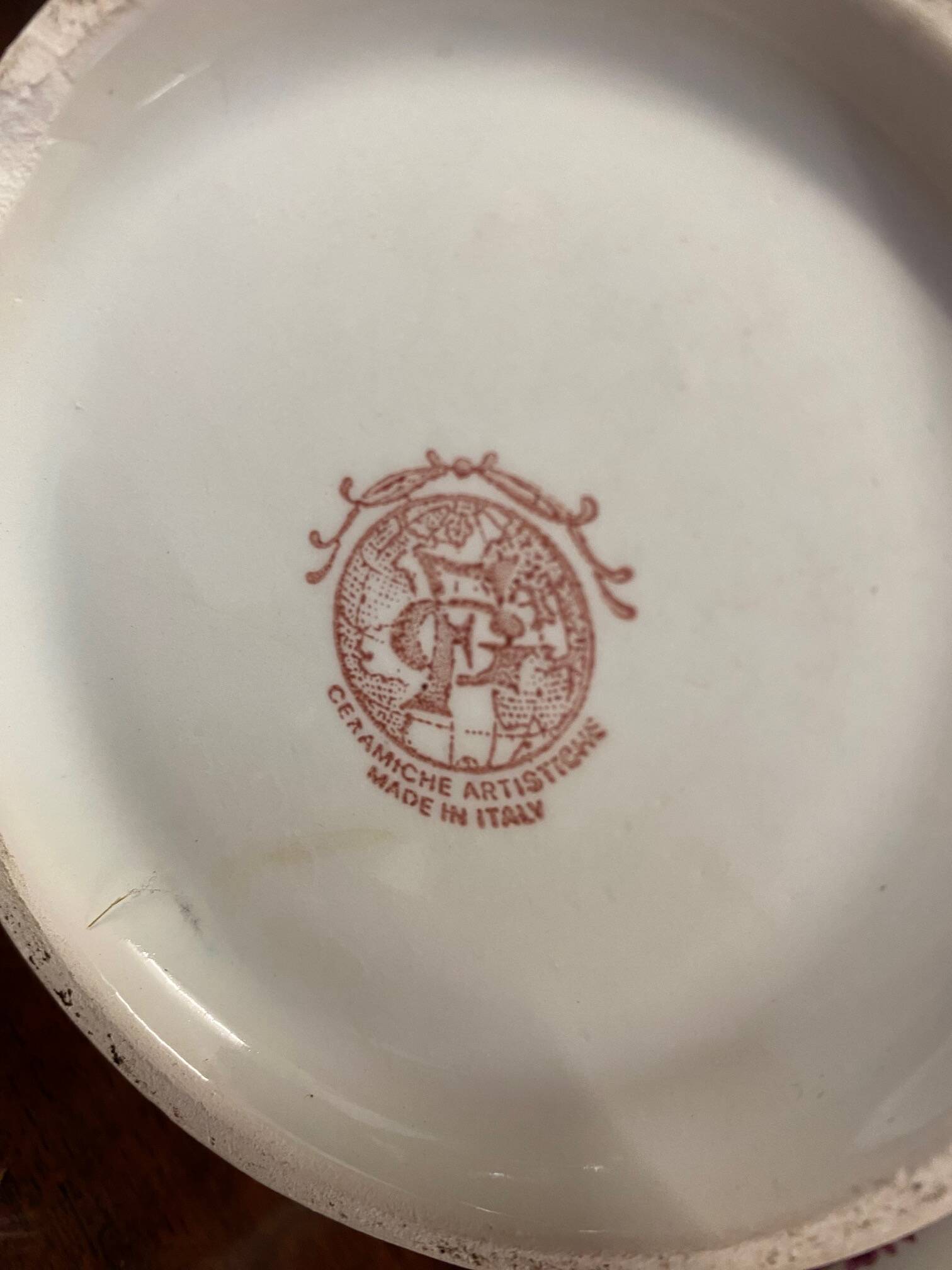 Pair of chinese pattern pink vases italian porcelain 1970s signed fg