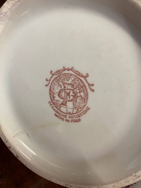 Paire de vases motif chinois rose porcelaine italienne annees 70 signes fg