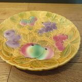 Sarreguemines fruit-decorated barbotine dish Ø30cm