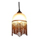 Polished glass and wooden bead pendant light