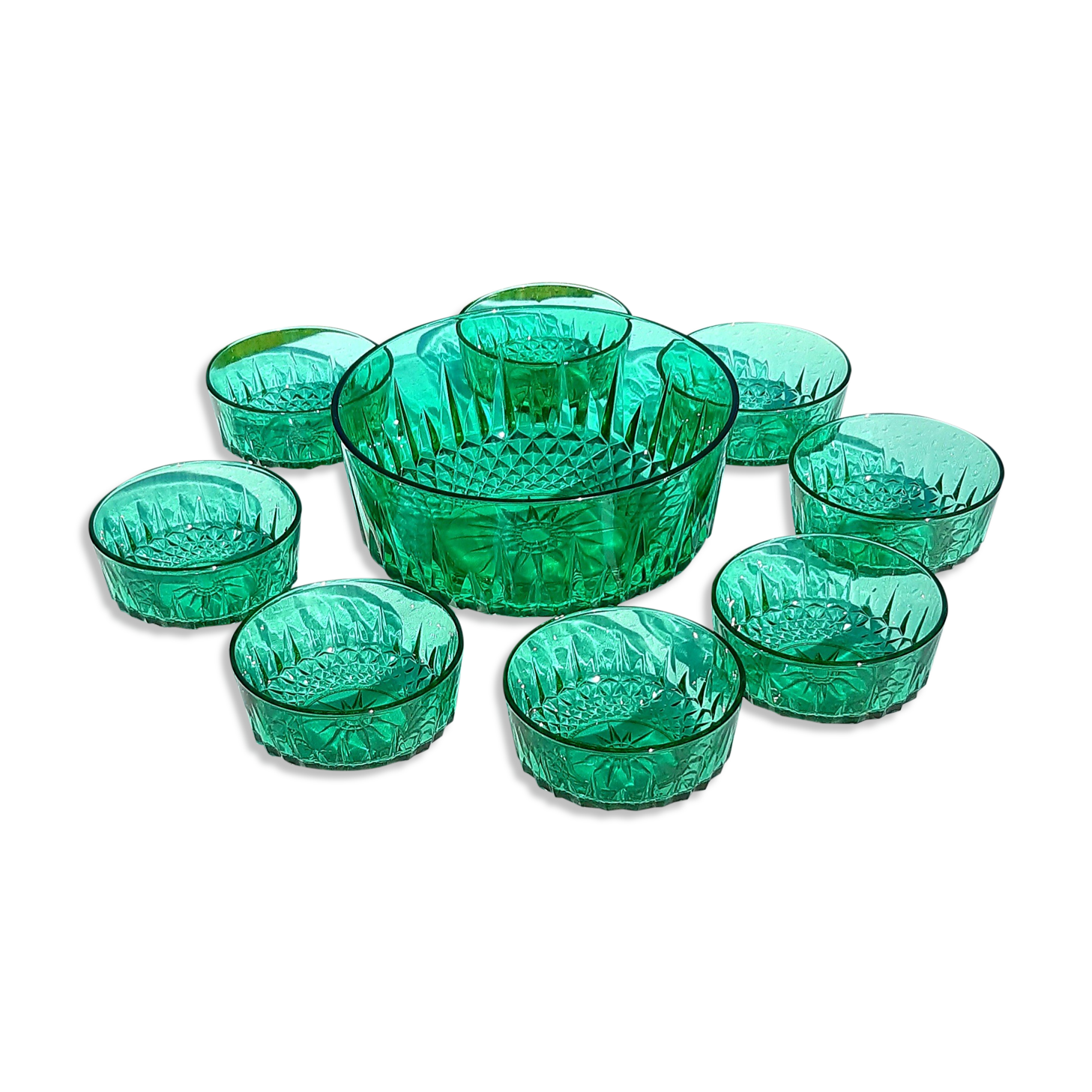 Arcoroc green glass dessert service