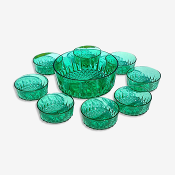 Arcoroc green glass dessert service