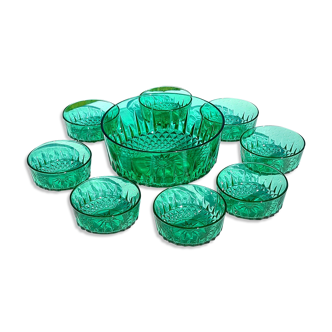 Arcoroc green glass dessert service