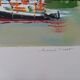 Original lithograph by Michel Rodde (1913-2009), "Norway, fishing village on stilts", 1994