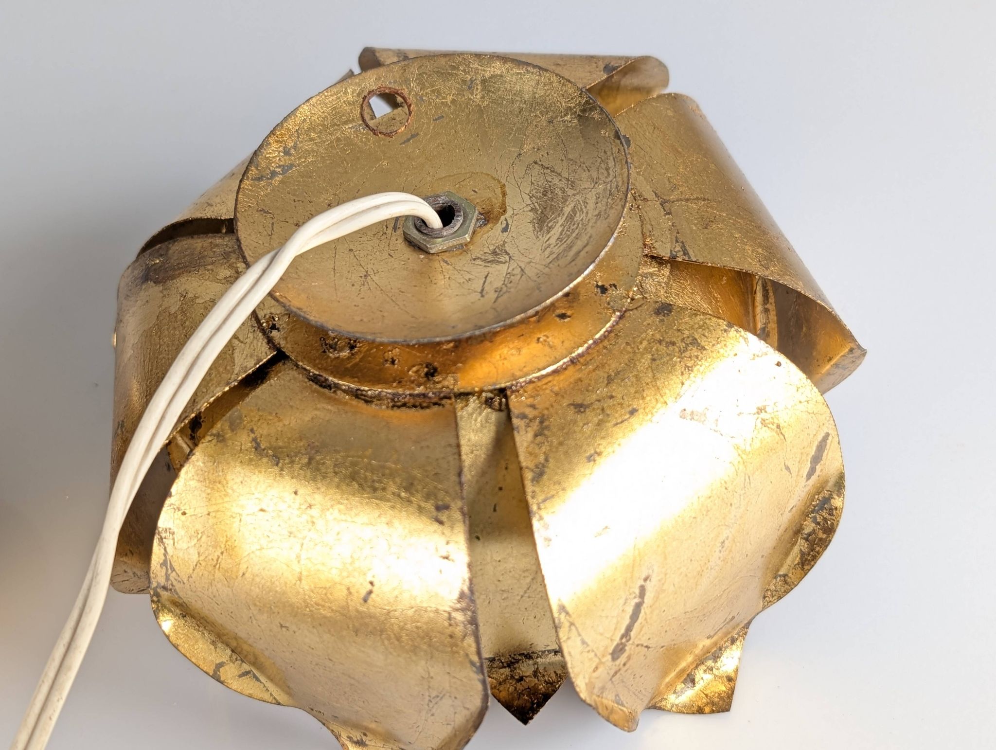 Pair of floral gilt metal wall sconces, Hans Kögl, 1970s
