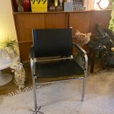 Tubular armchair and vintage skaï