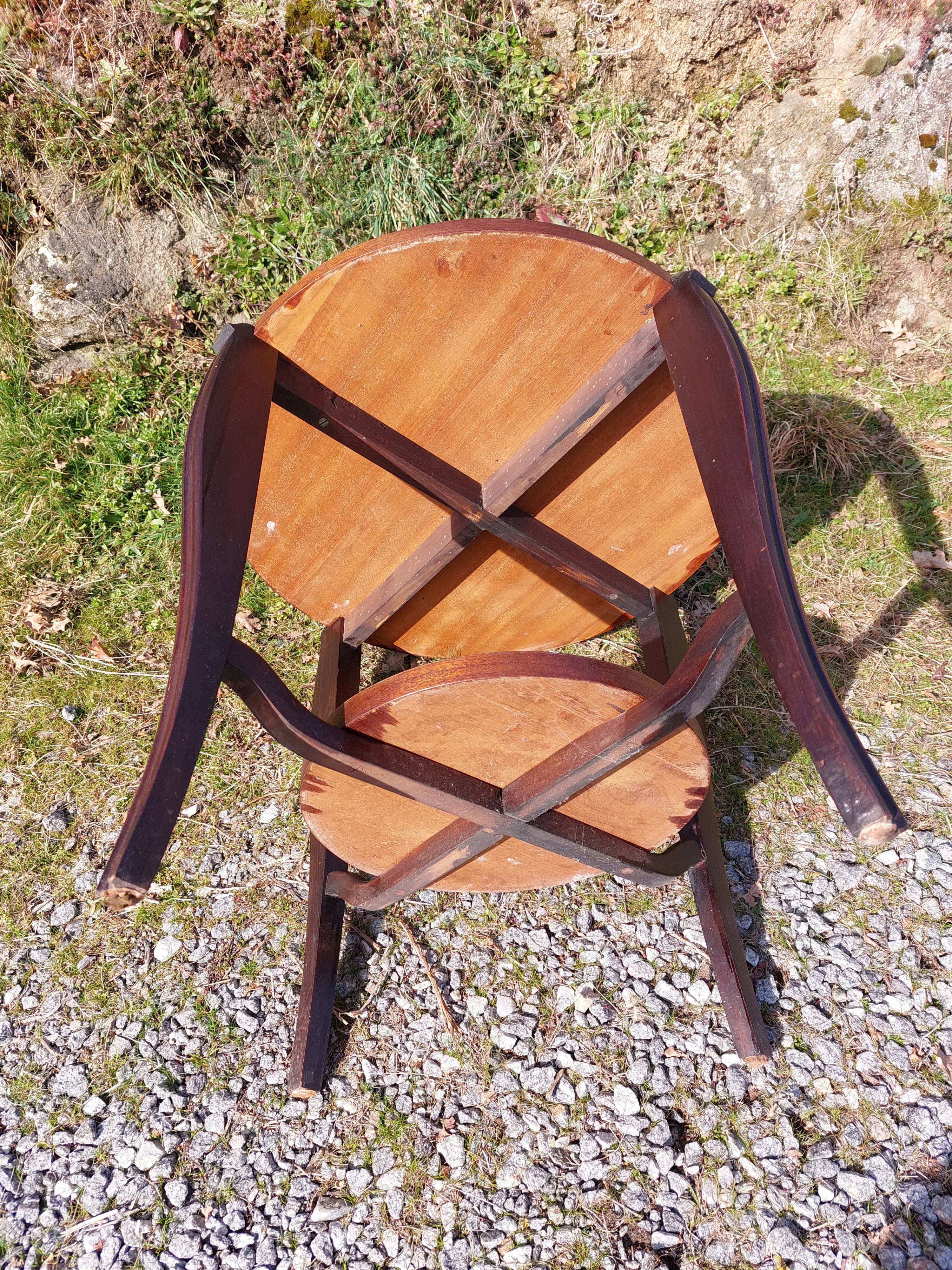 wooden pedestal table, two-tone, art deco