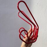 Pair of red metal wall hooks