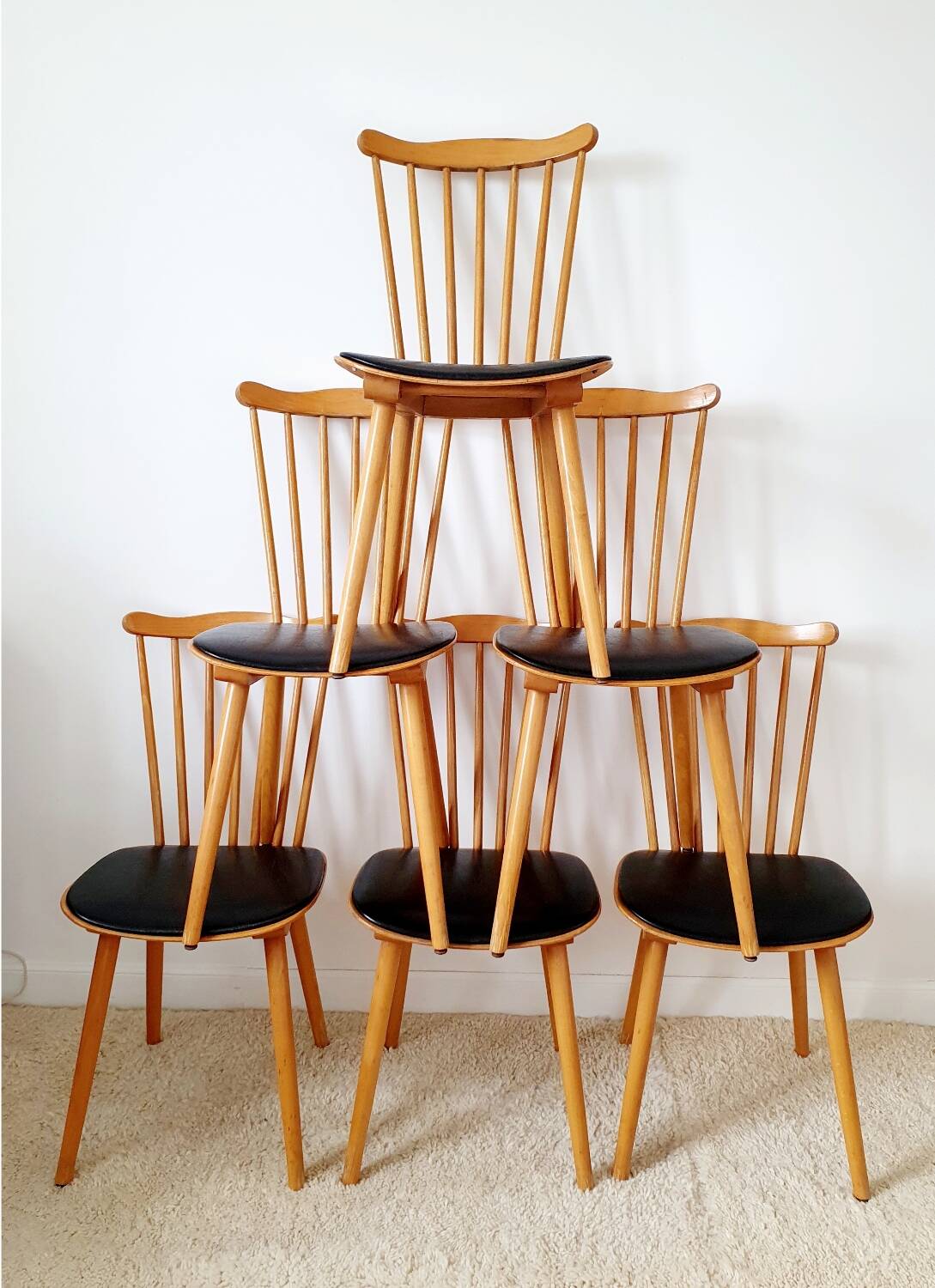 6 Sonata 842 chairs by Baumann, 1960