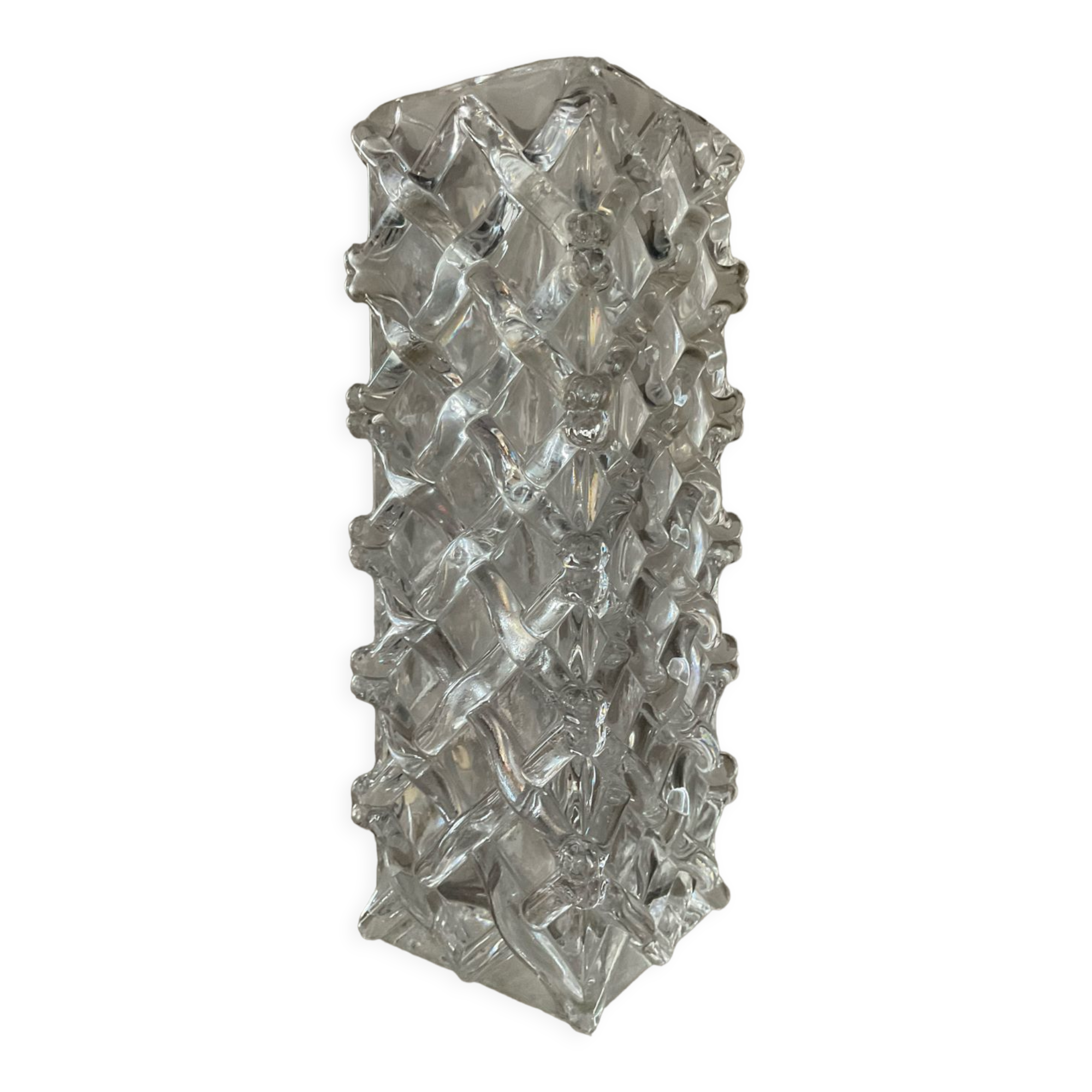 Vintage vase in molded glass and glass paste