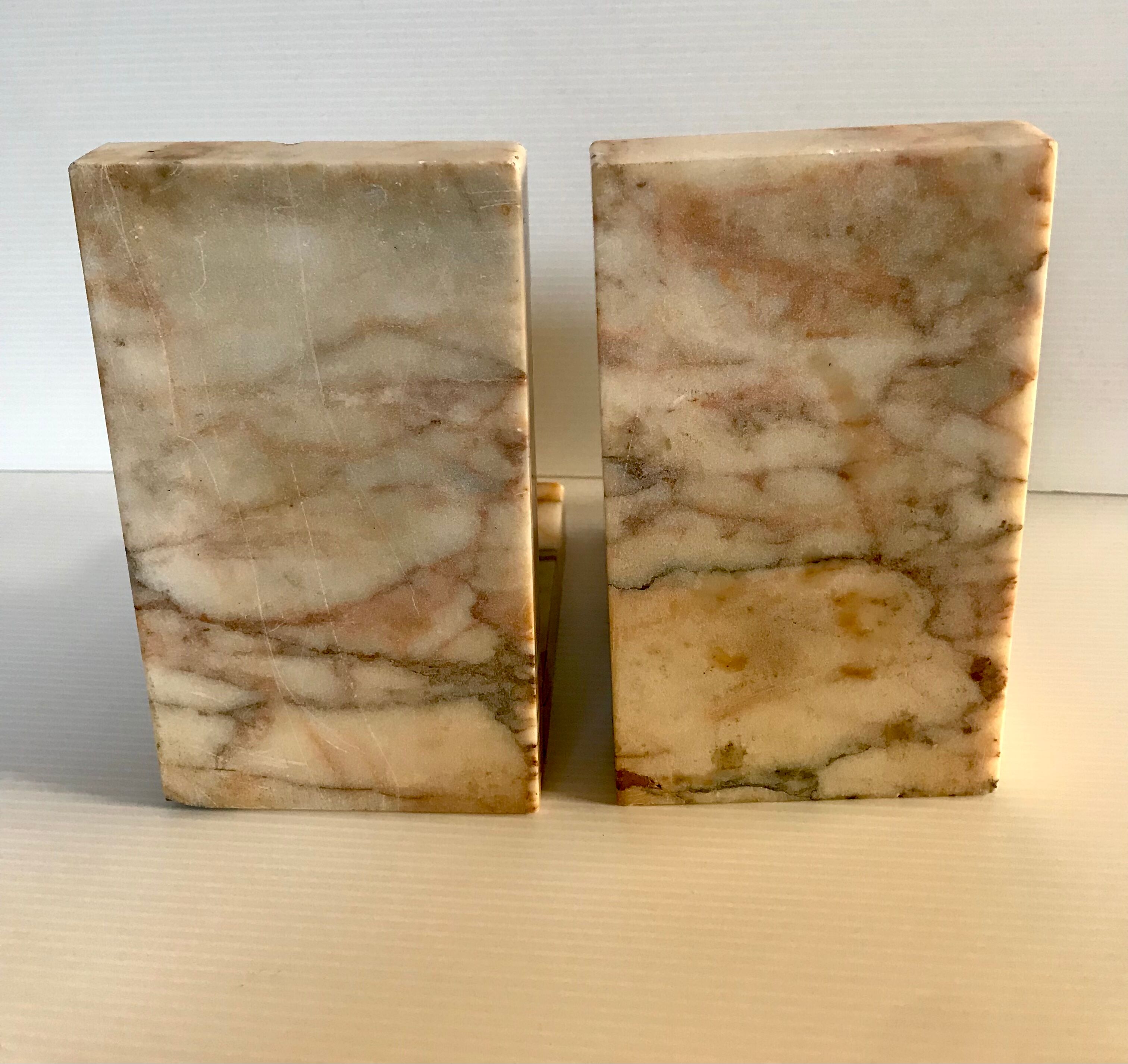 Pair of Art Deco marble book clamts