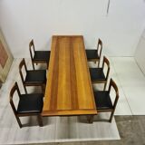 Table et chaises en noyer par Antonio Virgilio pour Bernini Italie années 1970