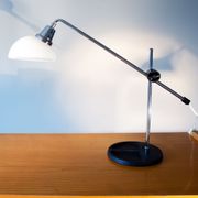 Lampe années 70 chrome et opaline