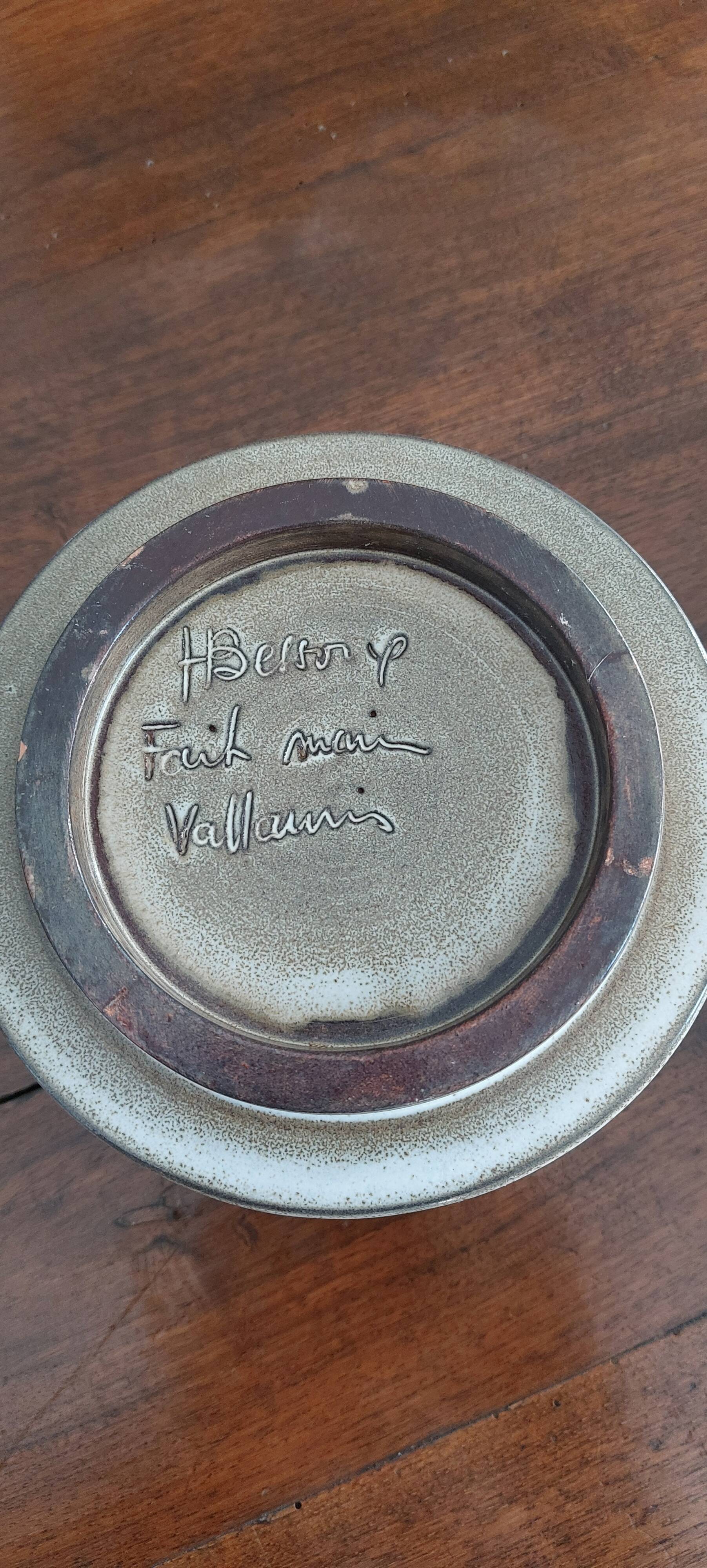 Vallauris ceramic box, 1960s, signed Huguette Bessone