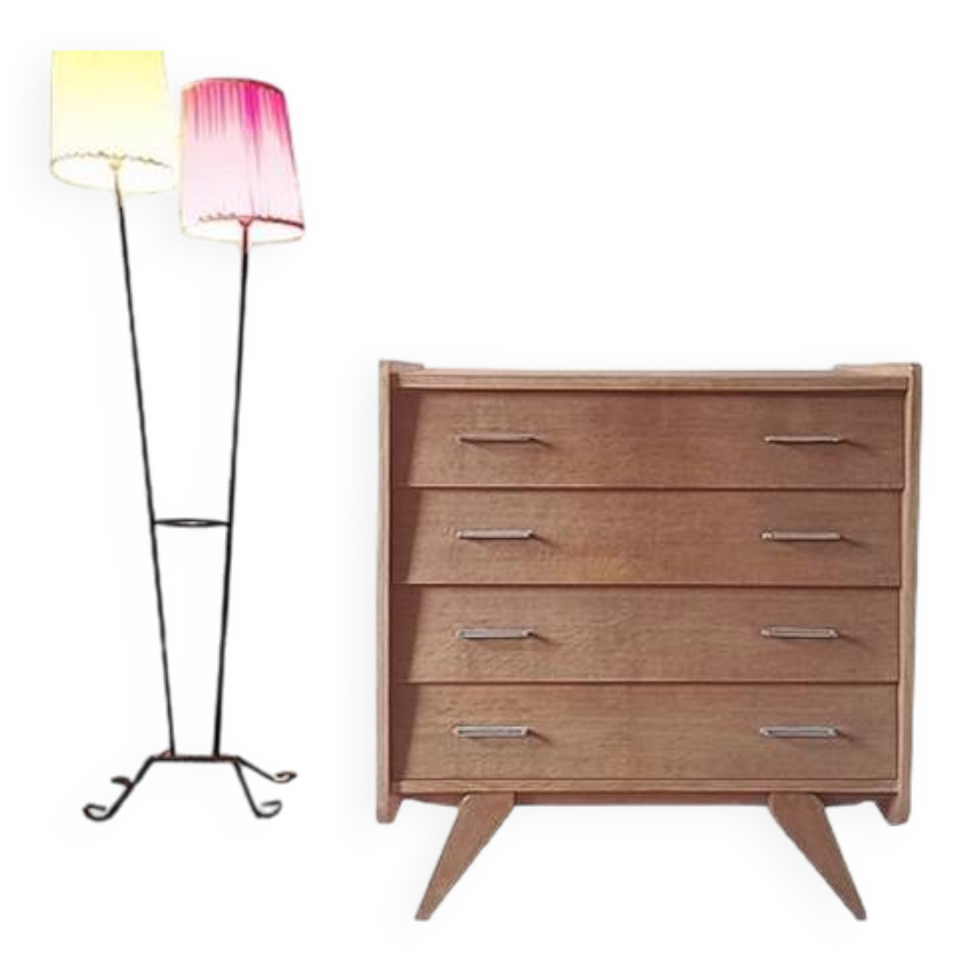 Commode vintage bois et pieds compas années 1950 1960