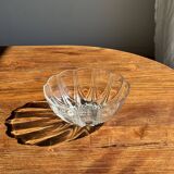 Small vintage Arcoroc Codec glass salad bowl with stylized petal patterns