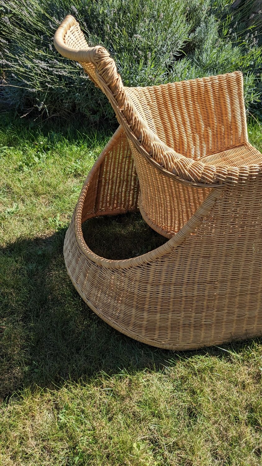 Wicker and rattan rocking chair