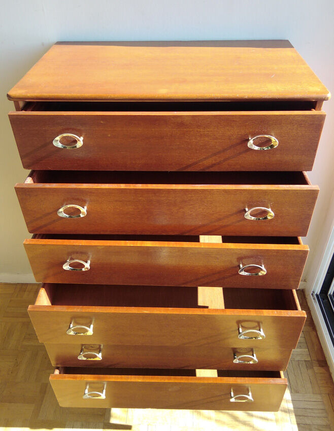 Commode haute à 6 tiroirs - teck - 1960