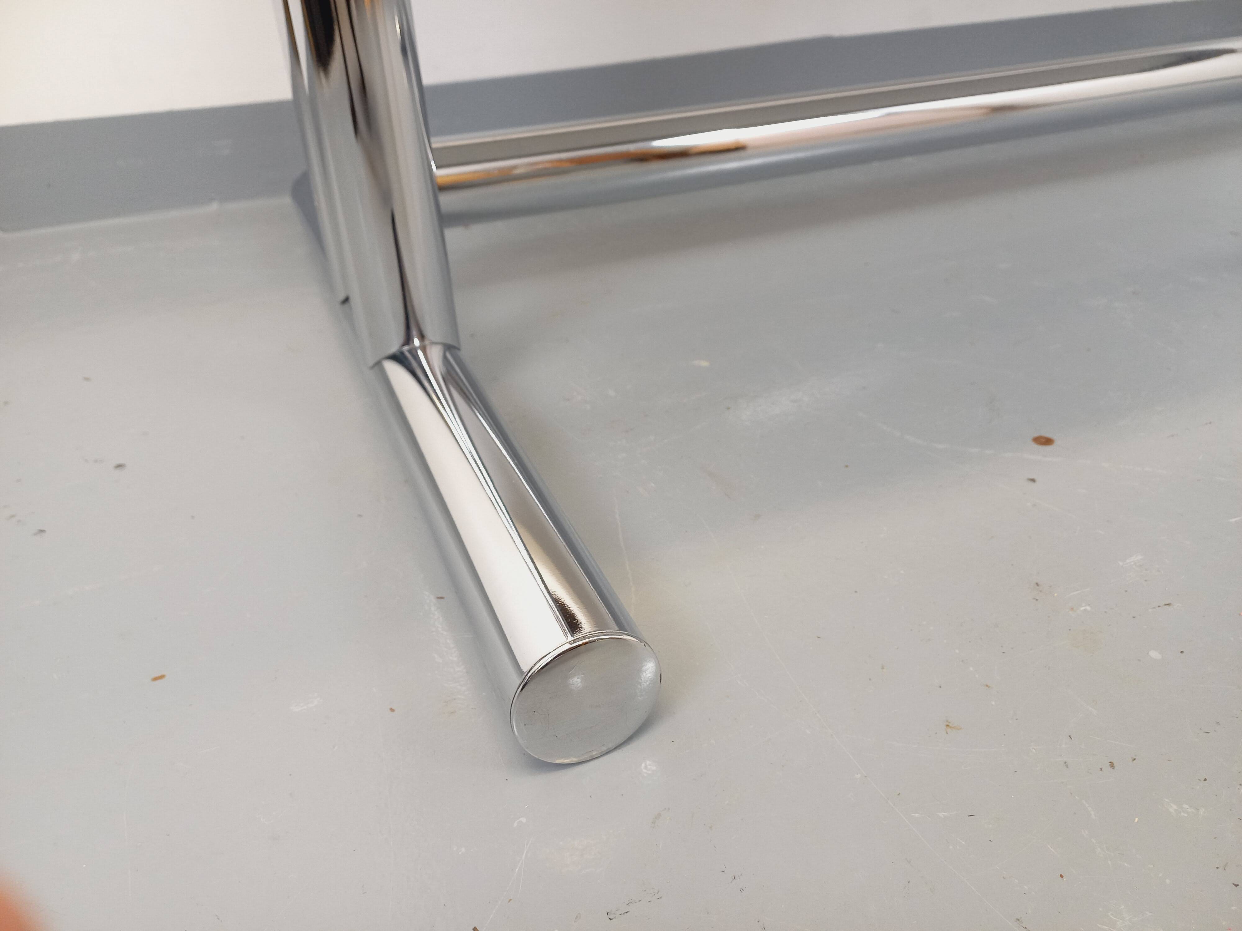 Vintage walnut and chrome metal desk from the 1970s.