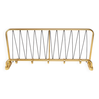 Wall-mounted coat rack with a golden aluminium shelf c. 1960 (62.5 cm)