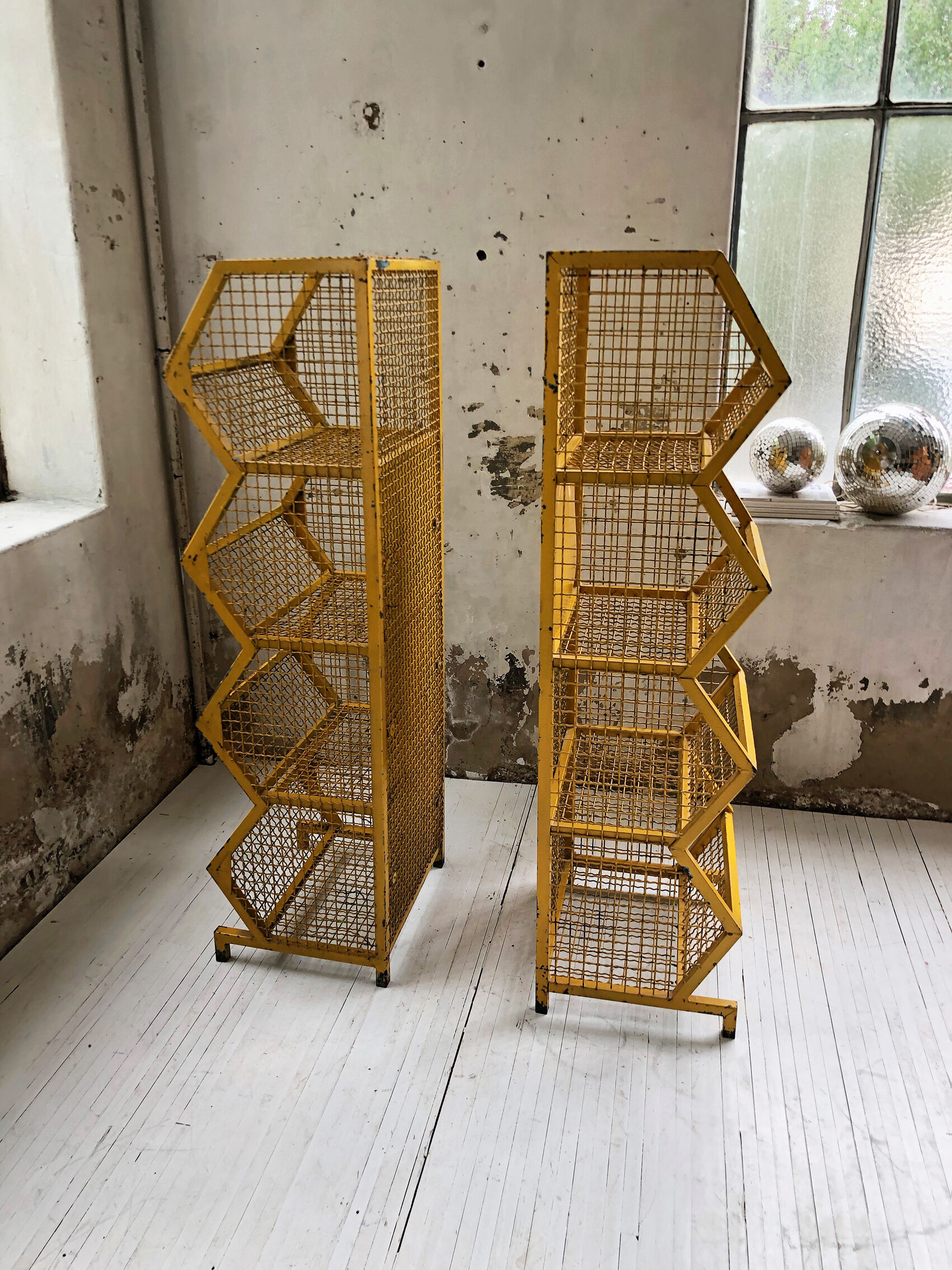 Industrial storage shelves yellow