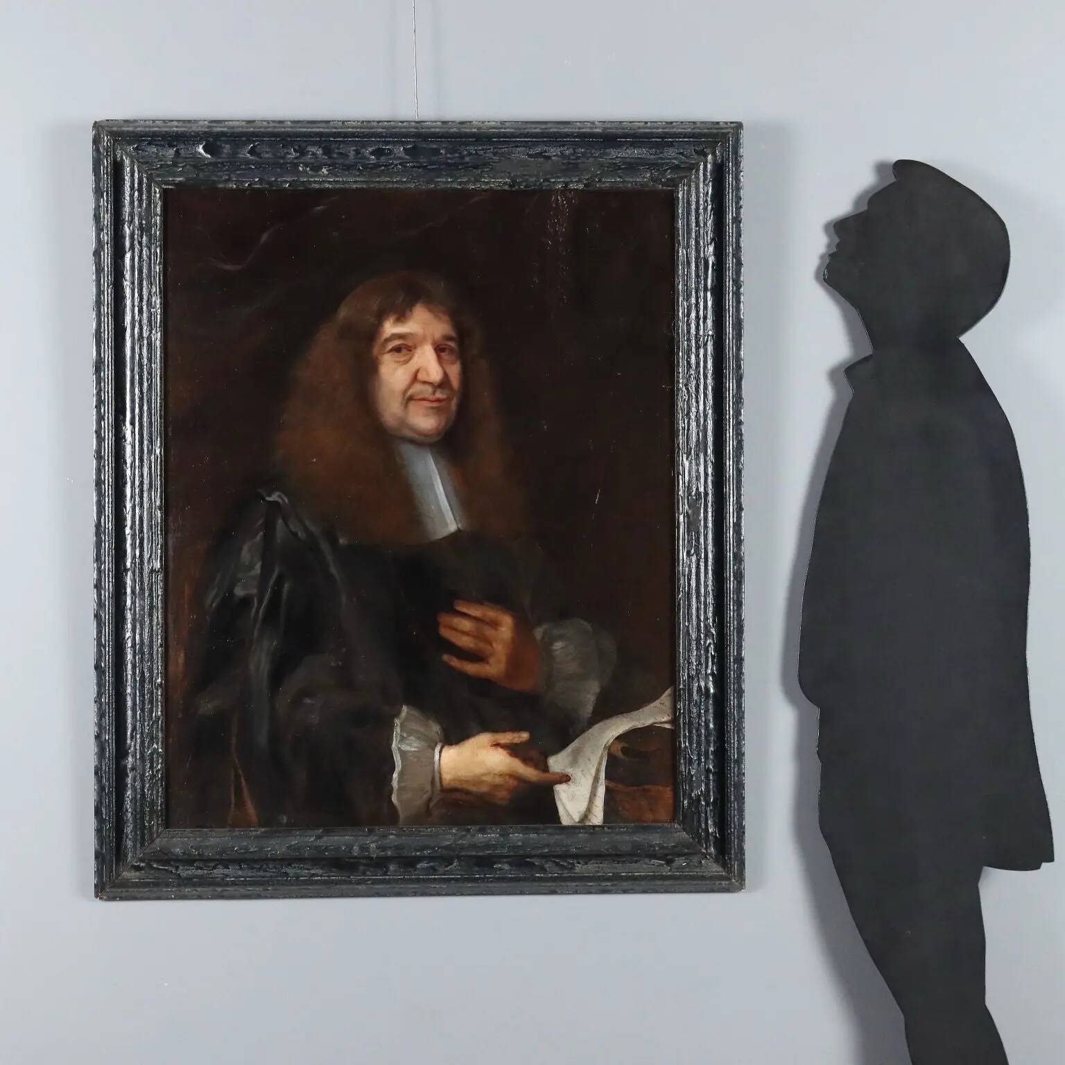 Old painting, portrait attributed to John Greenhill, 18th century.