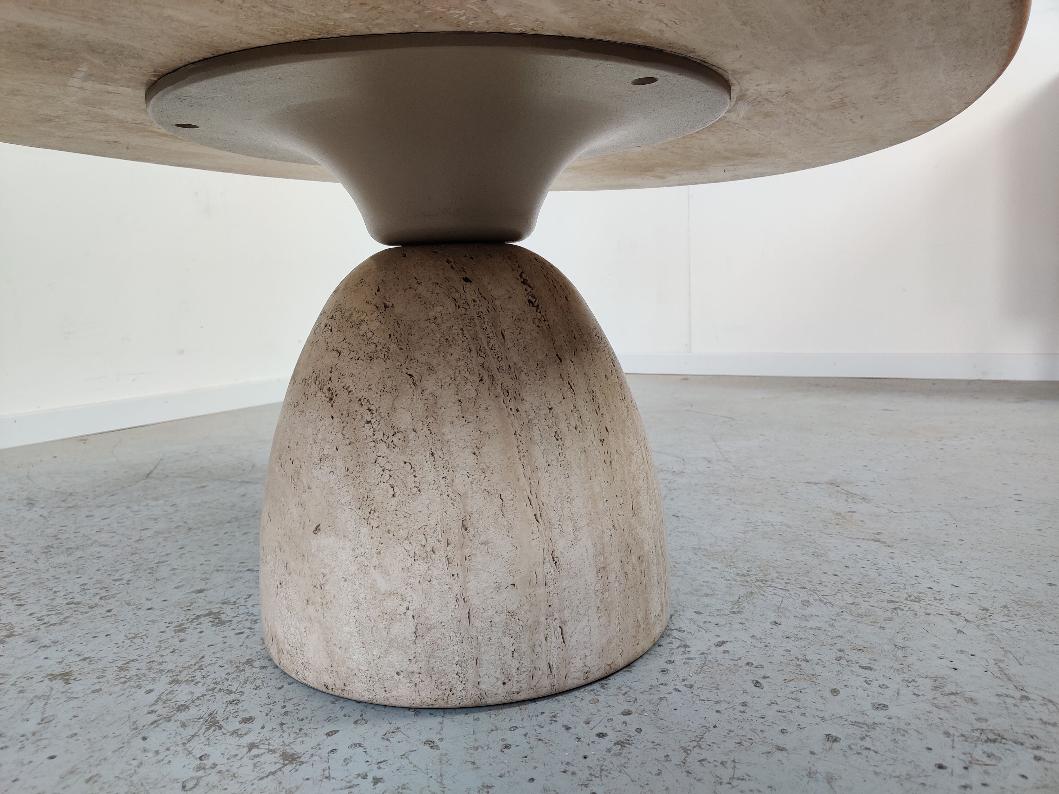 Oval travertine coffee table by Peter Draenert, 80s