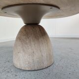 Table basse ovale en travertin par Peter Draenert, années 80