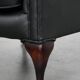 Black cowhide leather Chesterfield wingback chair in English style