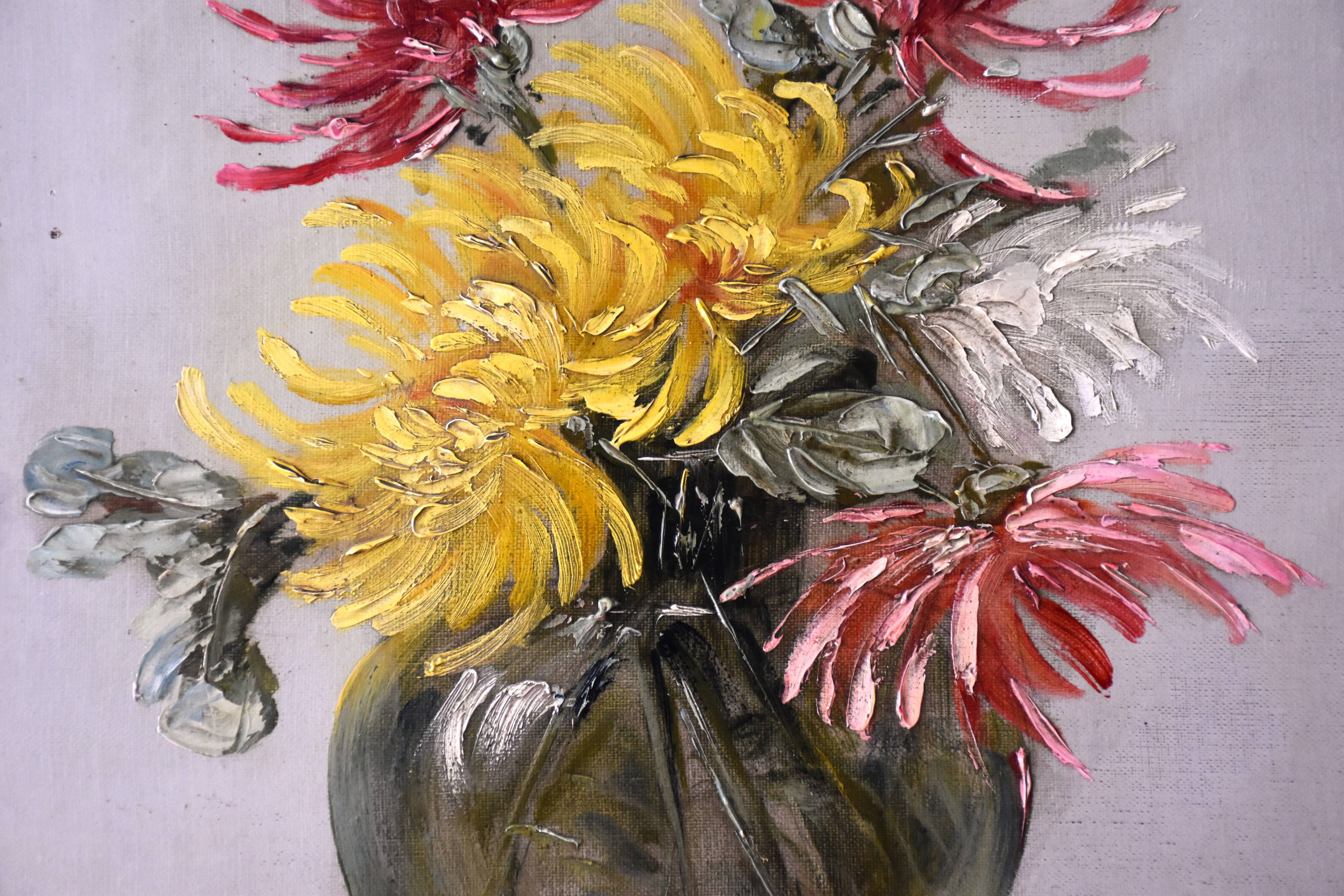 Charles Jung, Chrysanthemums in a Glass Vase (circa 1900)