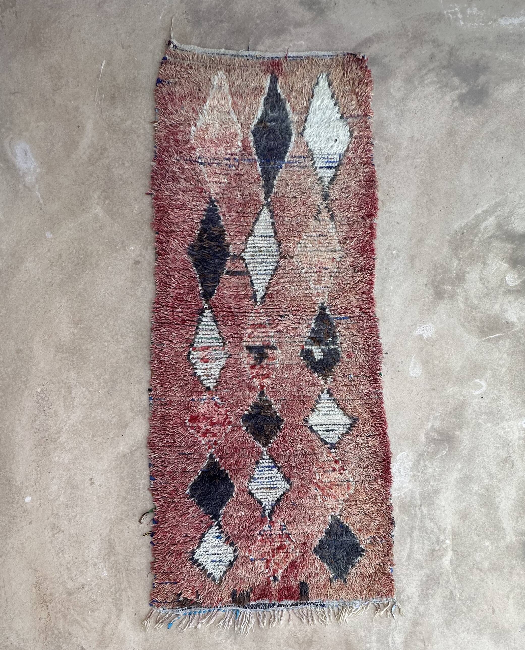 Red Boujad Moroccan rug - 221 x 89 cm