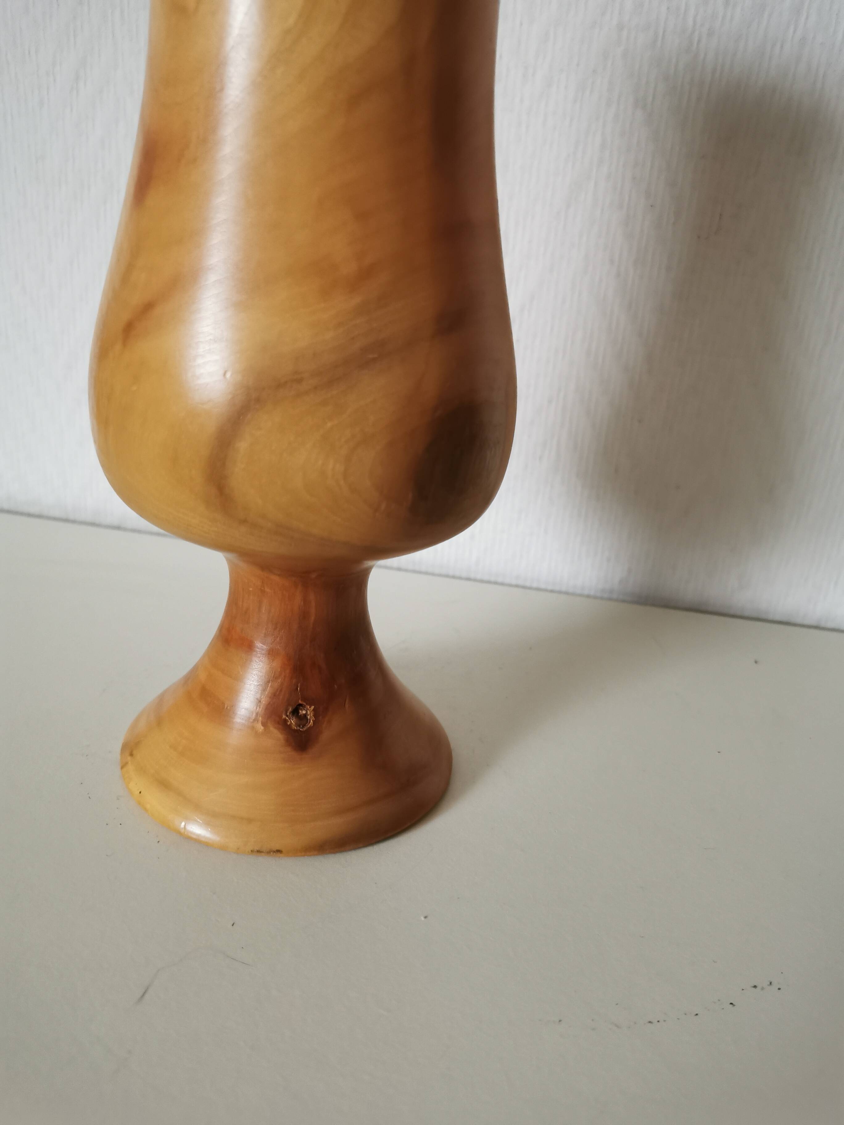 vase, soliflore, candlestick, turned wood, light wood