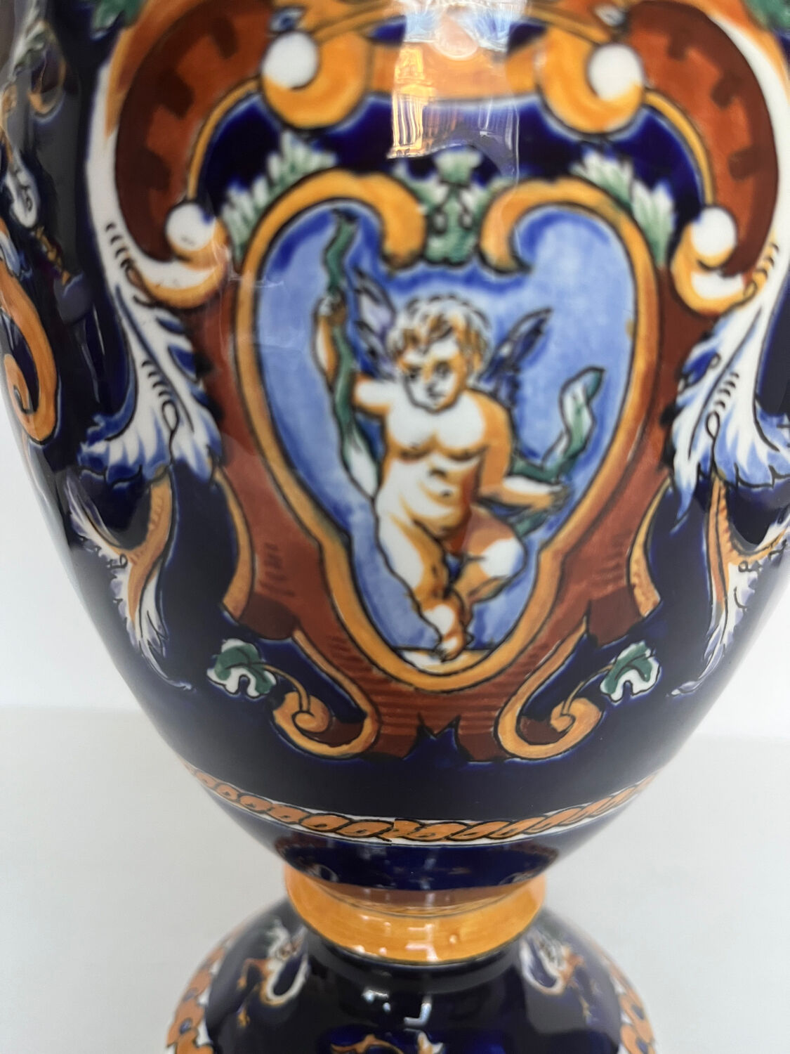 Gien earthenware vase, renaissance model