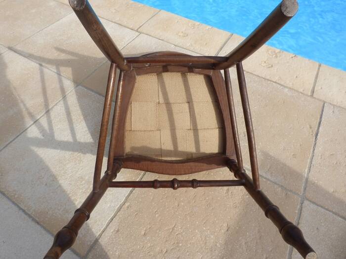 1 solid wood chair with green velvet top and nails