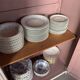 Small Parisian Art Deco glass cabinet with white patina - a timeless classic.
