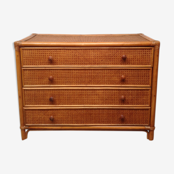 Bamboo chest of drawers and rattan canning