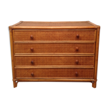 Commode  bambou et cannage rotin