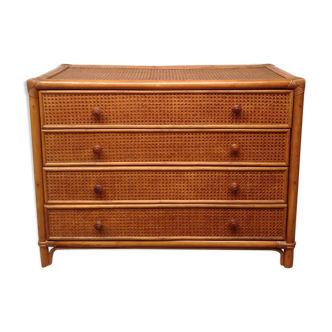 Bamboo chest of drawers and rattan canning