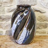 Large glazed stoneware vase signed