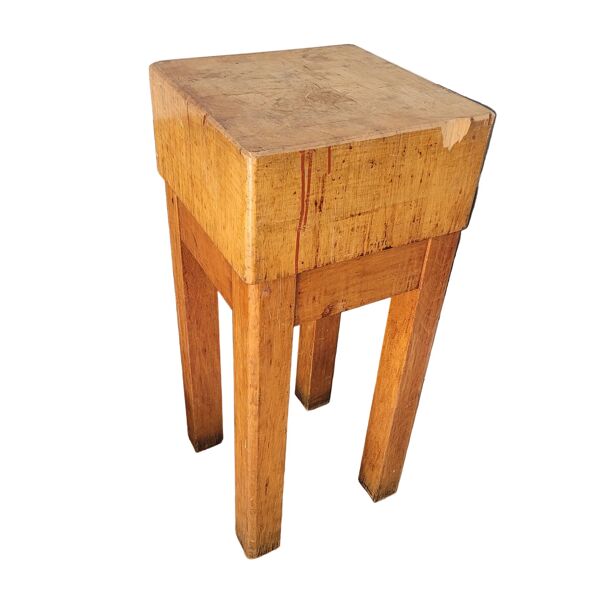 Authentique billot de boucher sur pied - Bois de bout