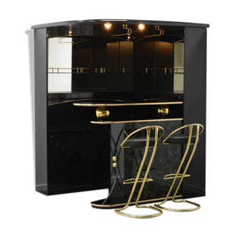 80’s Hollywood regency style home cocktail bar, made in Italy.