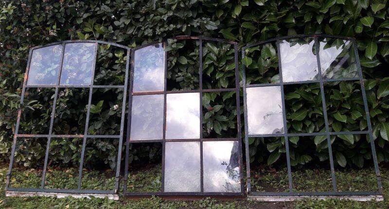 Industrial arched metal windows L73xH110 19th century glass roof