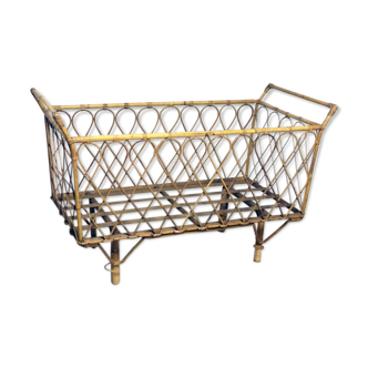 Children's crib bed in vintage 70s rattan
