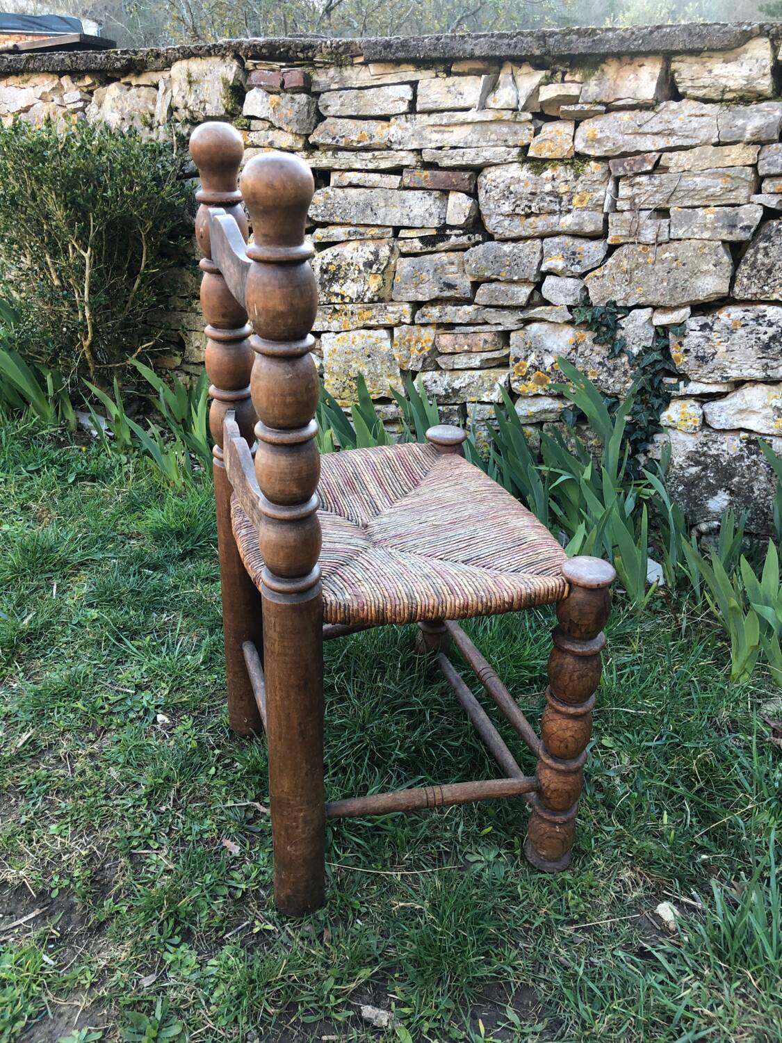 Brutalist straw chair