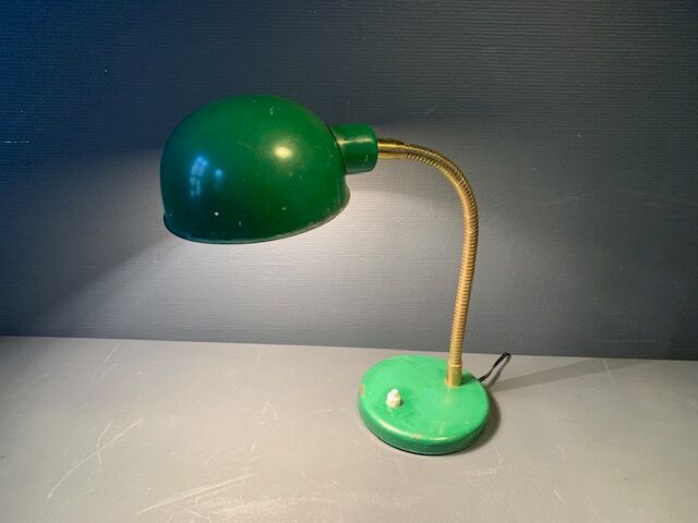 Old lamp in green enamelled metal, 1940