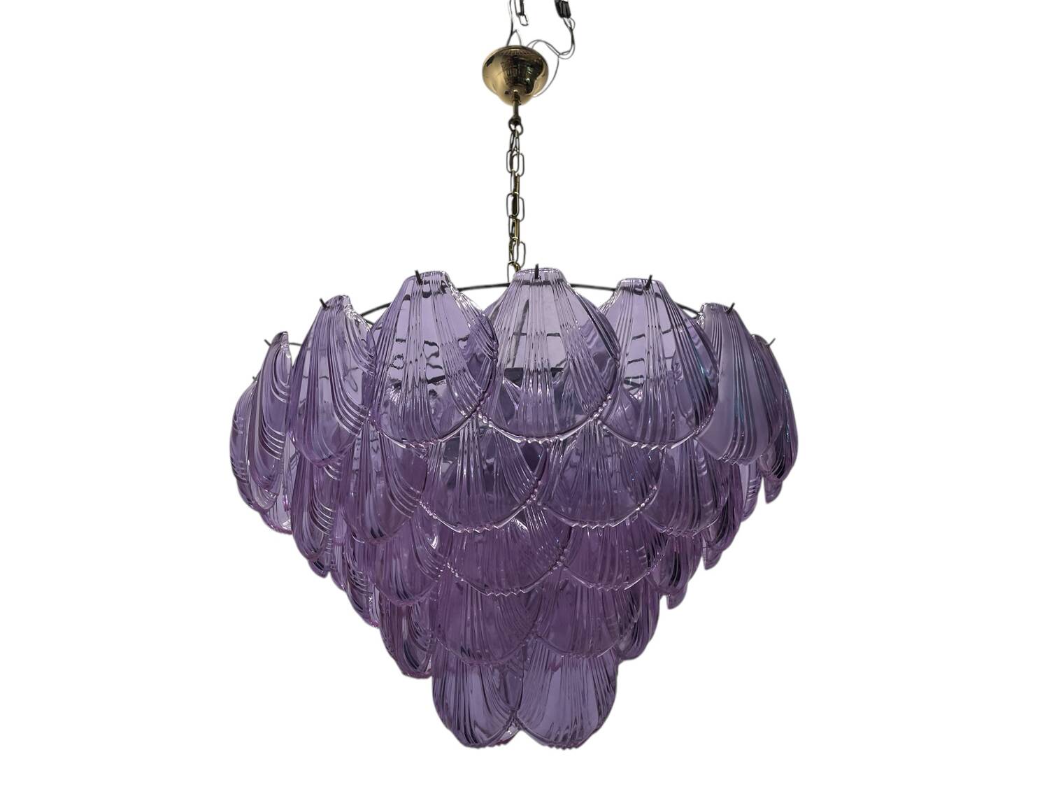Large Retro Shell Glass Lavender Blue Chandelier