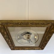 Portrait young woman photo 1926 in 1900 art nouveau frame